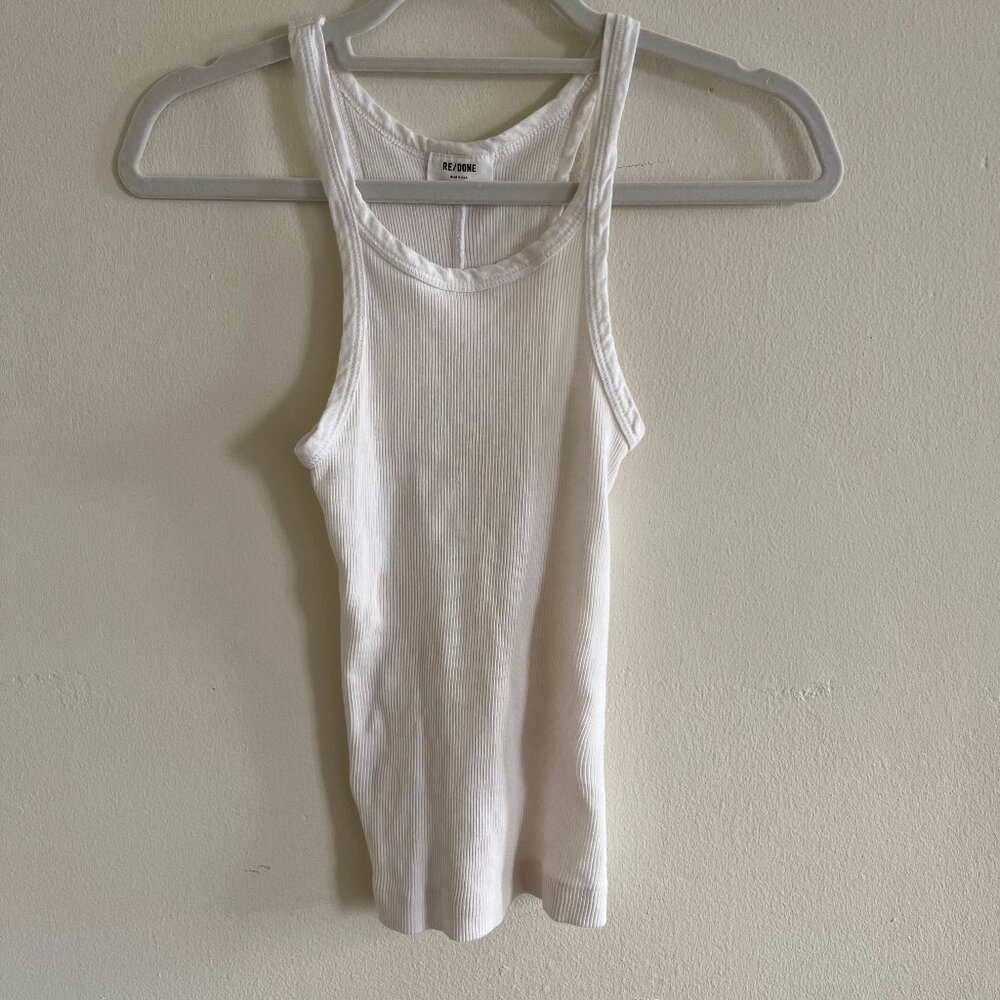 Re/Done Ribbed White Tank - Picture 2 of 5